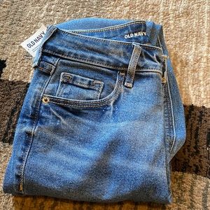 High Rise Rockstar Super Skinny Secret-Slim Pockets Jeans, Dark color, Size 0.